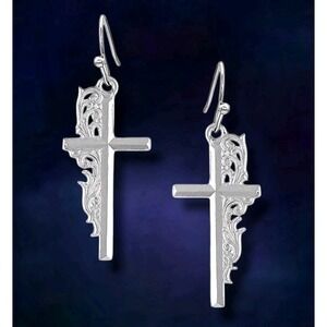 MONTANA SILVERSMITHS Fine Silver Filigree Cross Earrings - Retail $60 - NEW NIB